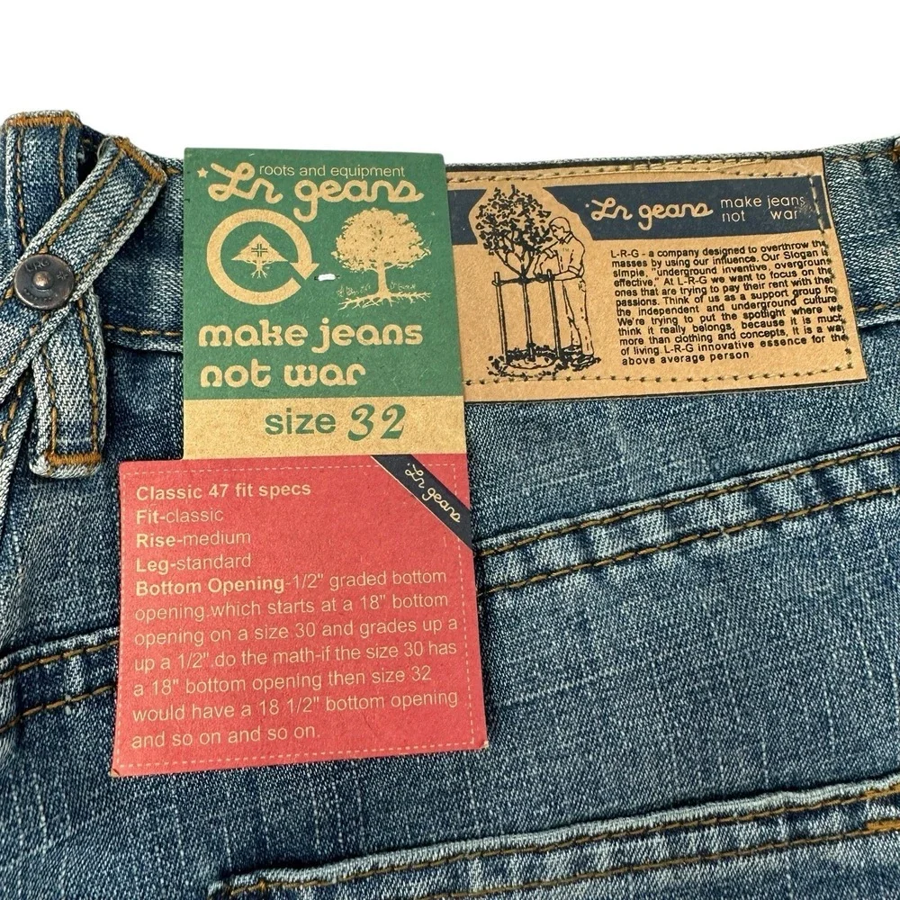 LRG Lifted Research Group Make Jeans Not War Jean Shorts Embroidered NWT‎ 32